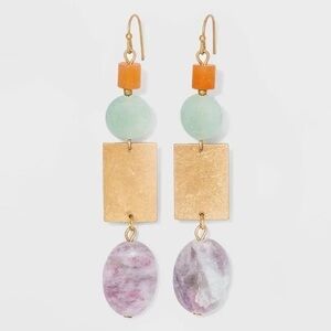 Geometric Earrings with Semi-Precious Stones by Universal Thread NEW 3/$25